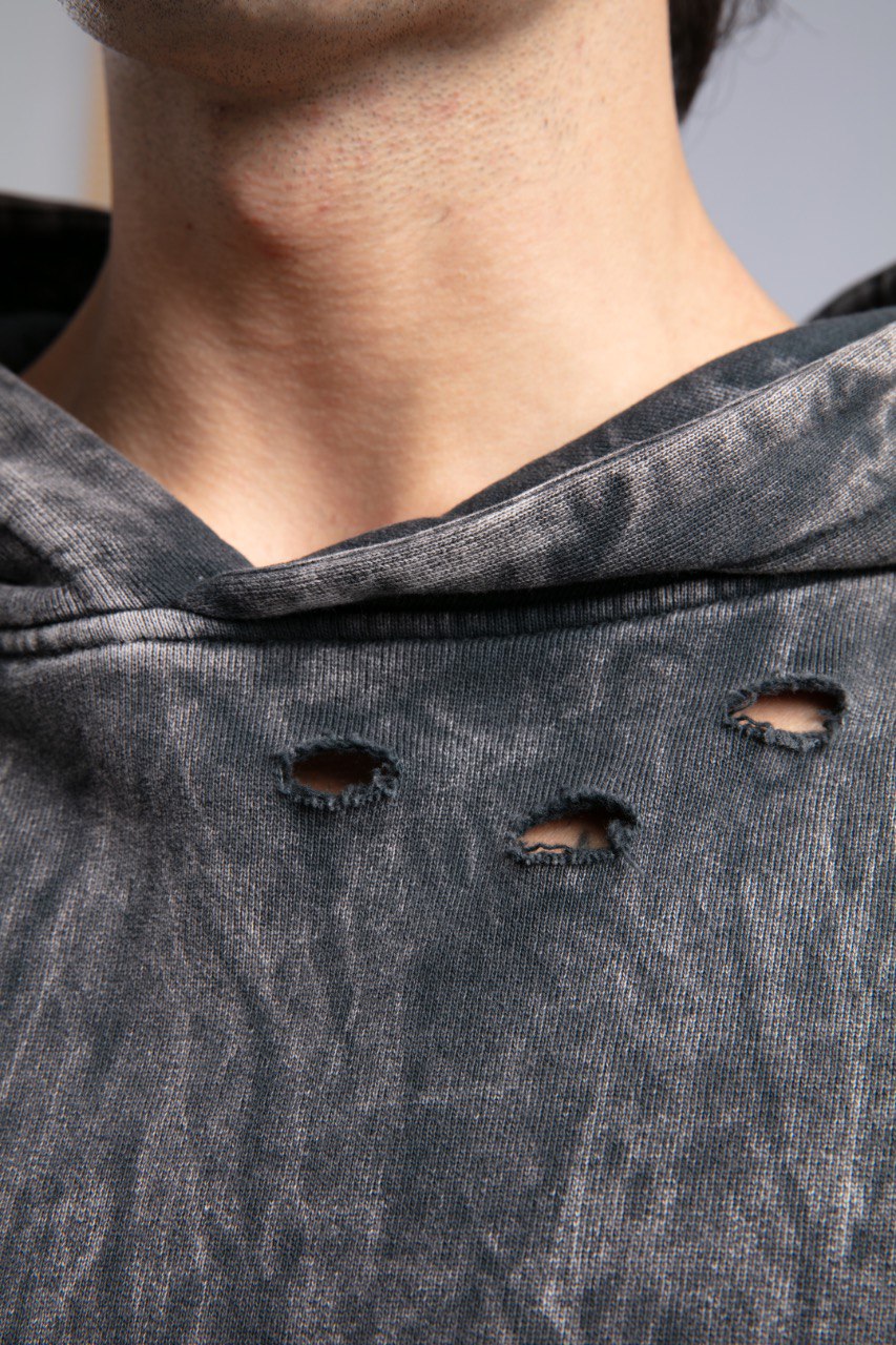 Vintage Distressed Hoodie - Oversized Washed Pullover Sweatshirt Withinblack