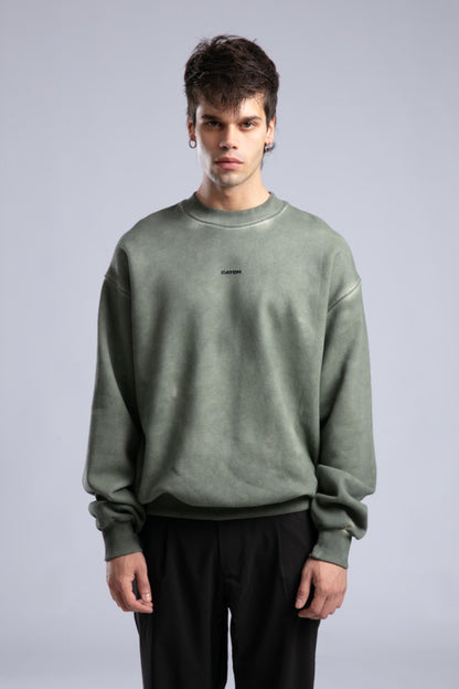 Vintage Washed Crewneck Sweatshirt - Oversized Pullover with Logo Withinblack
