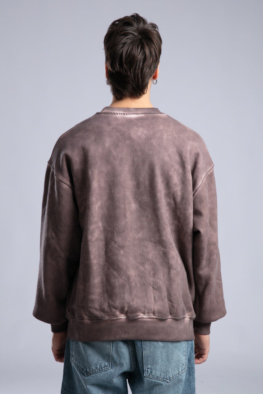 Vintage Washed Crewneck Sweatshirt - Oversized Pullover with Logo Withinblack