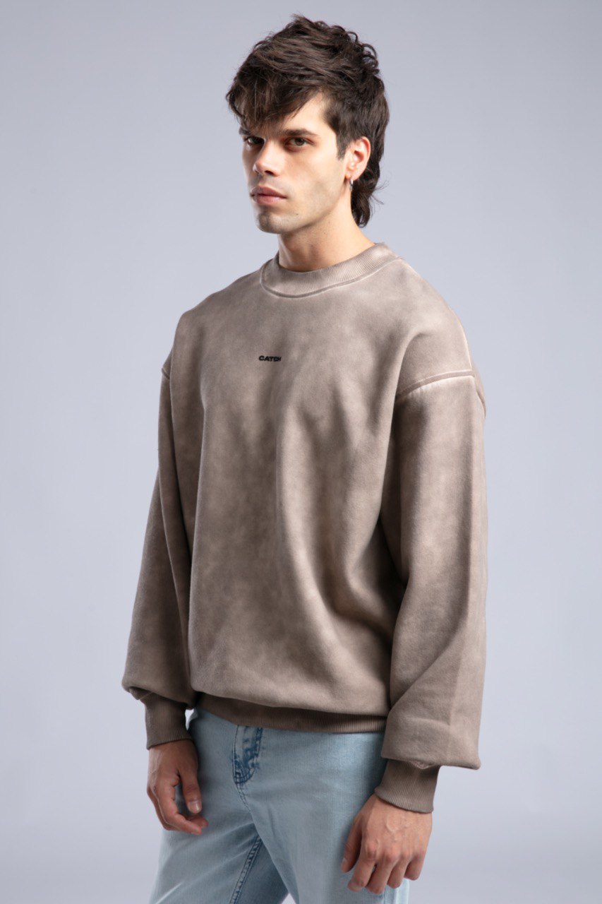 Vintage Washed Crewneck Sweatshirt - Oversized Pullover with Logo Withinblack