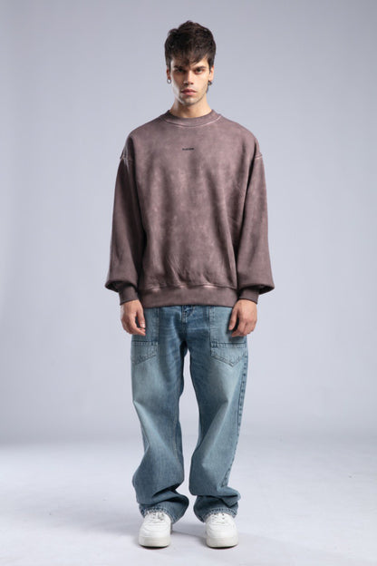 Vintage Washed Crewneck Sweatshirt - Oversized Pullover with Logo Withinblack