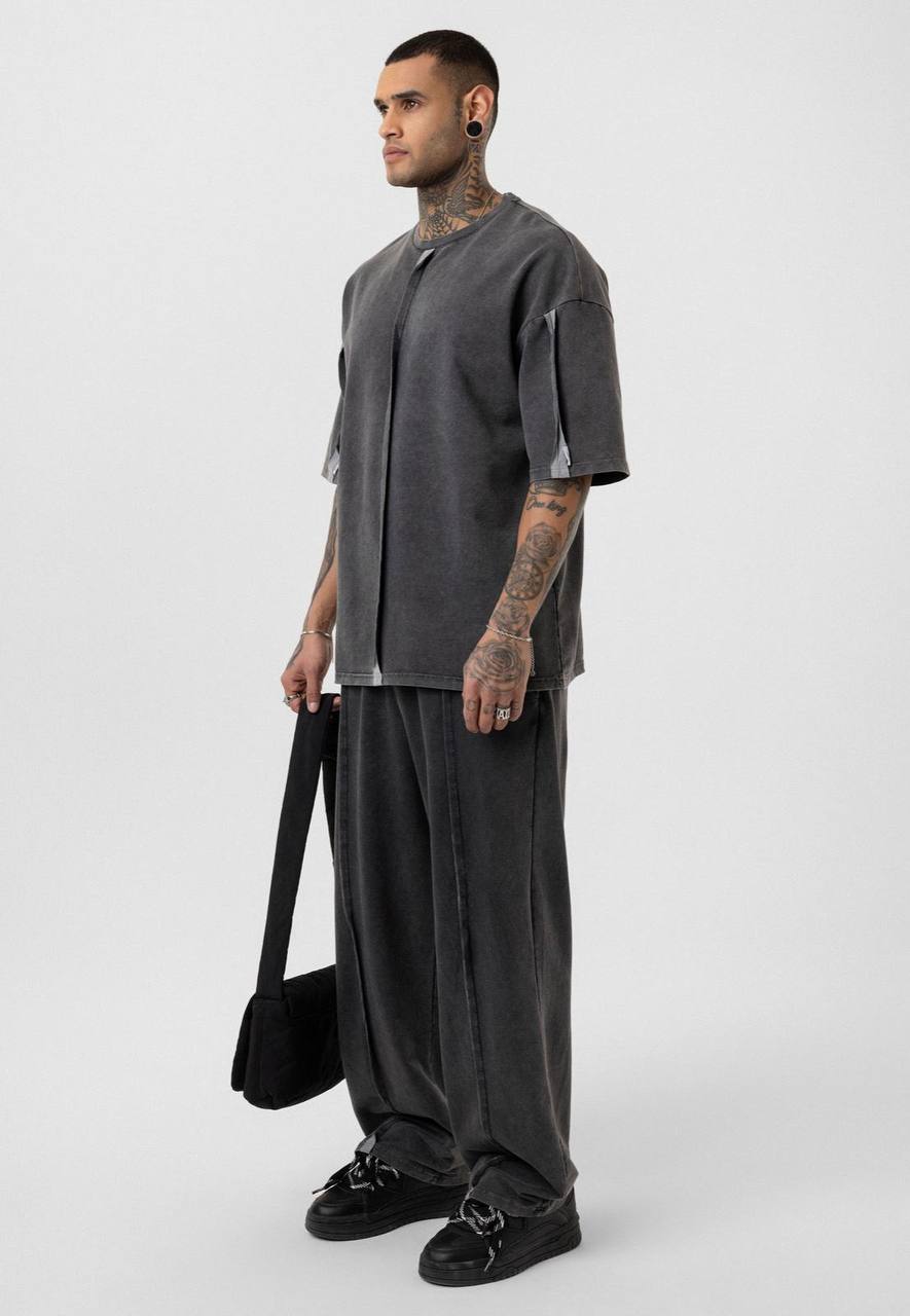 Vintage Washed Look Oversized Tracksuit Set Withinblack