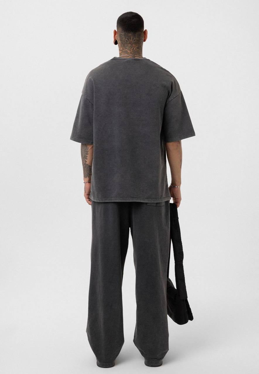 Vintage Washed Look Oversized Tracksuit Set Withinblack