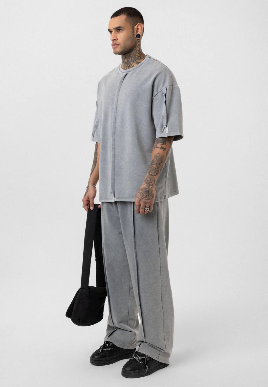 Vintage Washed Look Oversized Tracksuit Set Withinblack