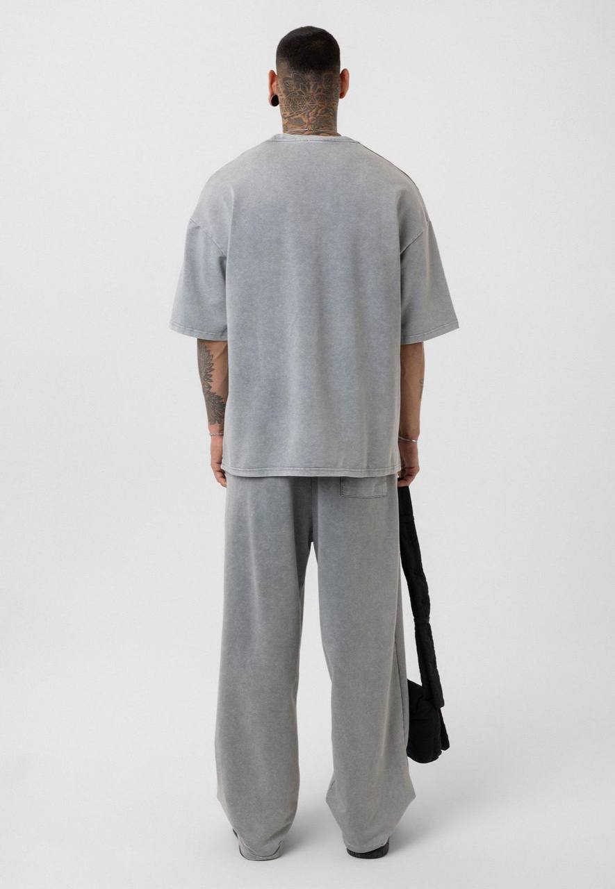 Vintage Washed Look Oversized Tracksuit Set Withinblack