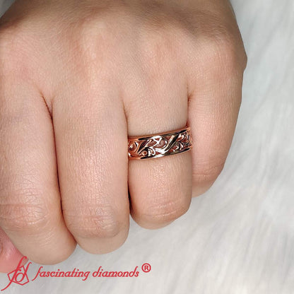 Antique Mens Wide Filigree Band Fascinating Diamonds