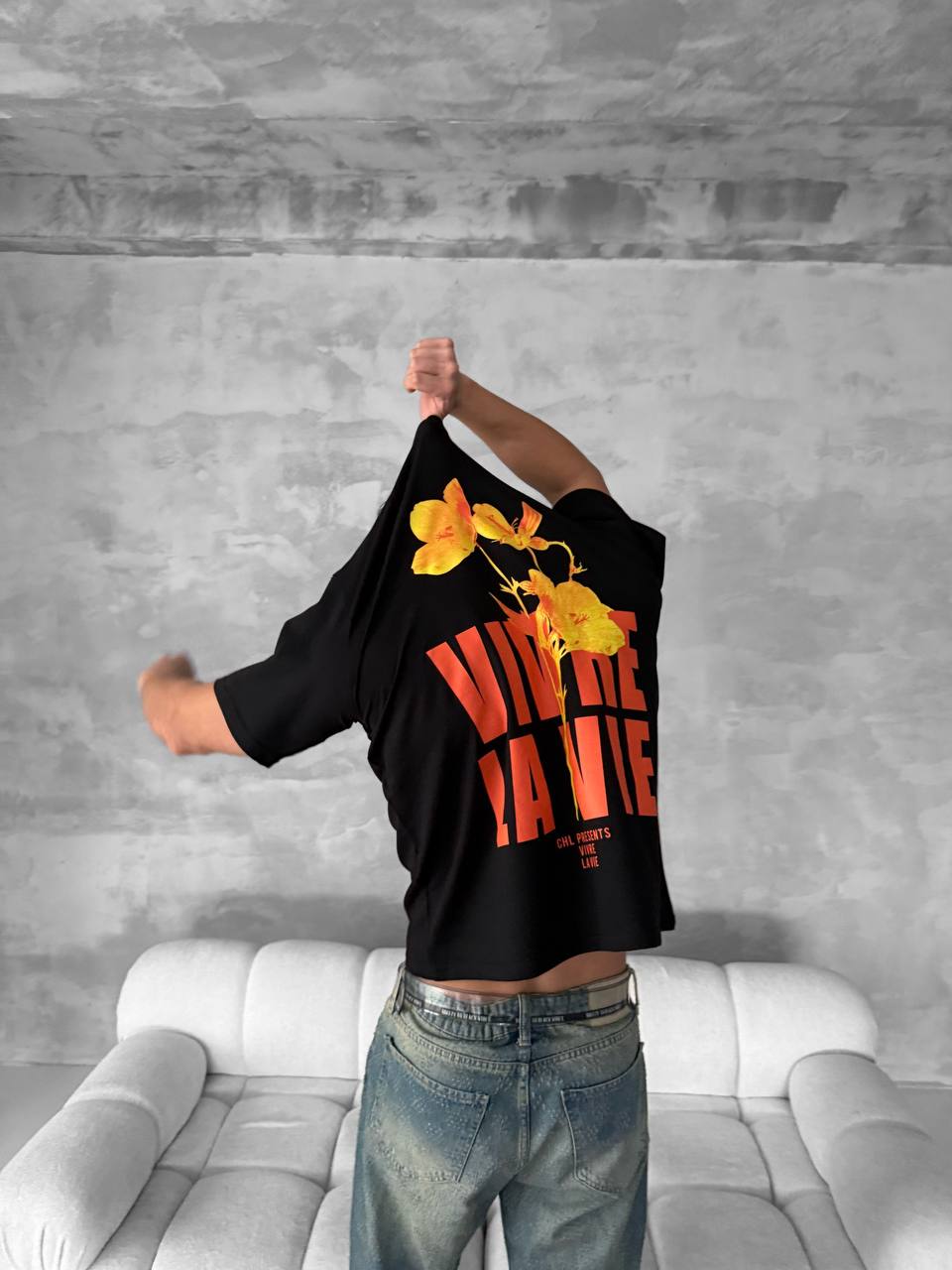 Vivre La Vie Floral Graphic Cotton Tee Withinblack