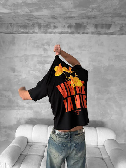 Vivre La Vie Floral Graphic Cotton Tee Withinblack