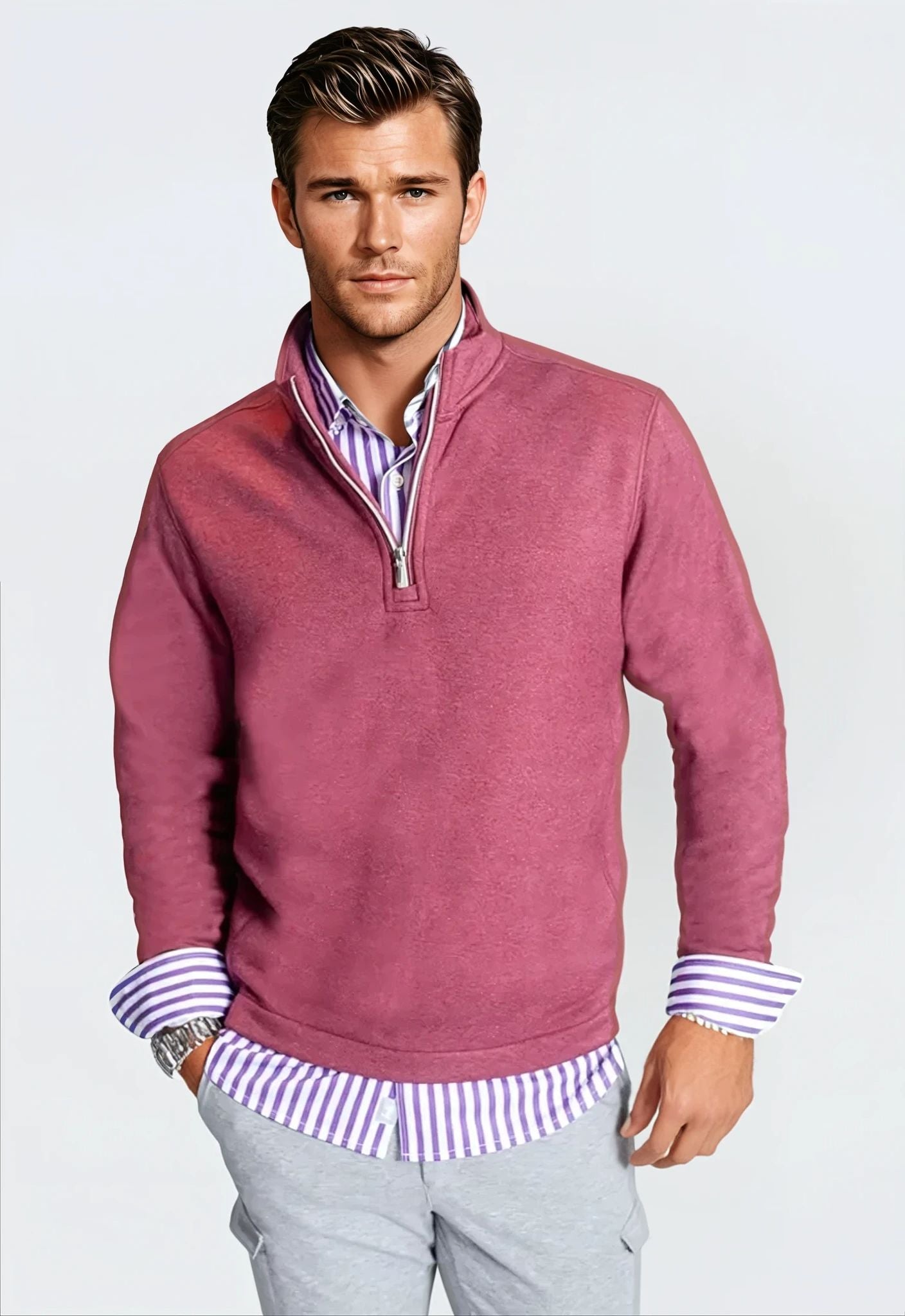 Voey Quarter Zip Sweatshirt - Wine Buki