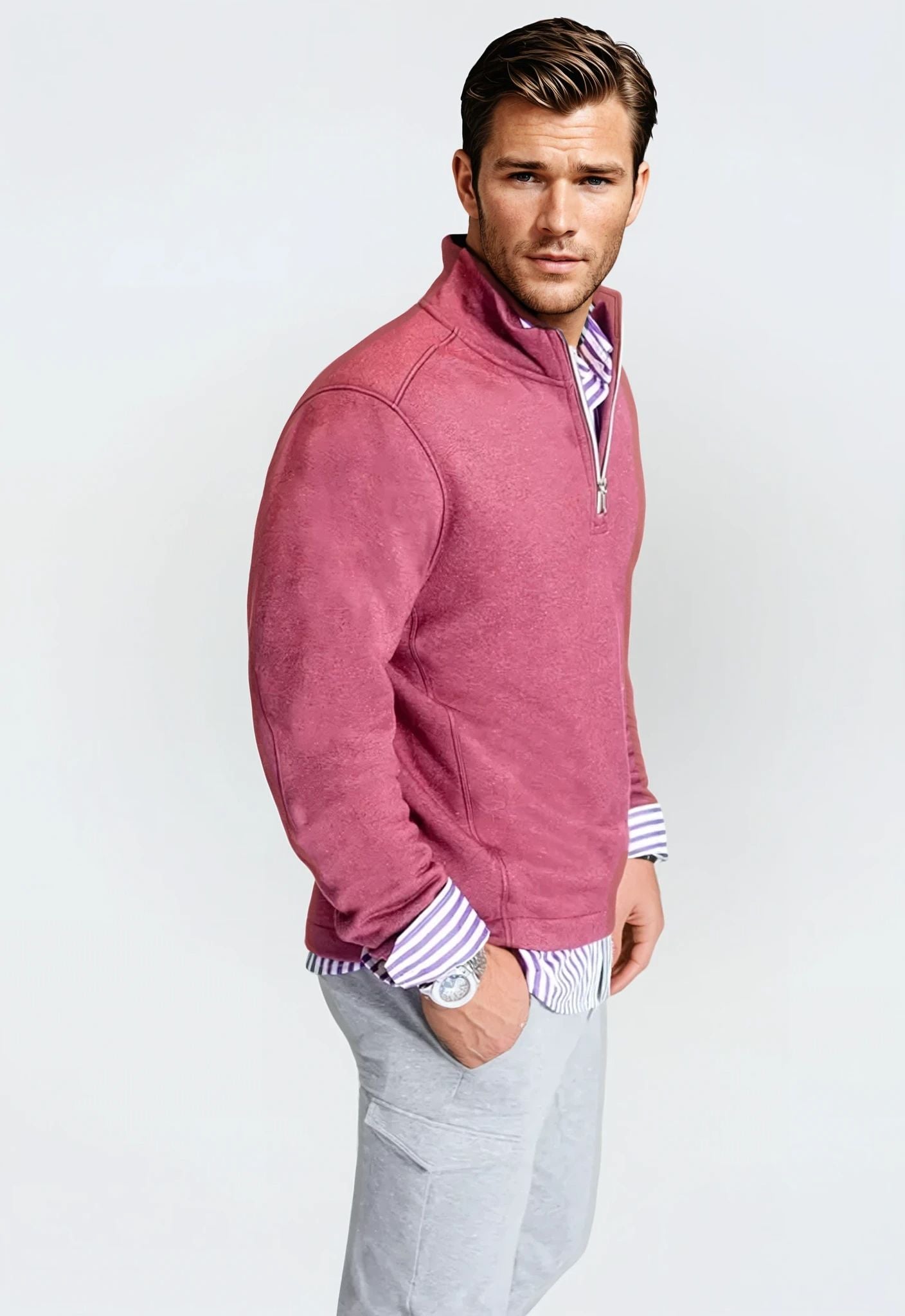 Voey Quarter Zip Sweatshirt - Wine Buki