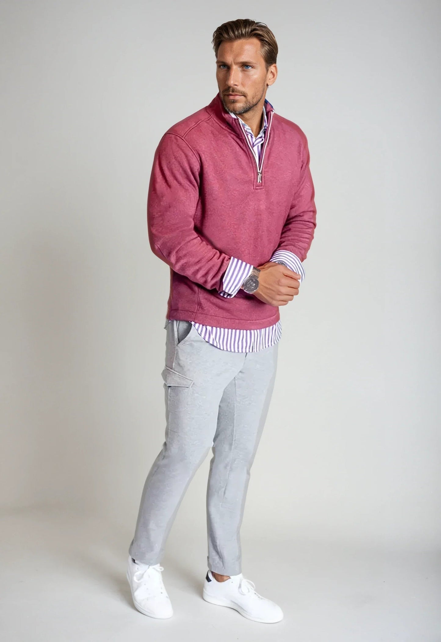 Voey Quarter Zip Sweatshirt - Wine Buki