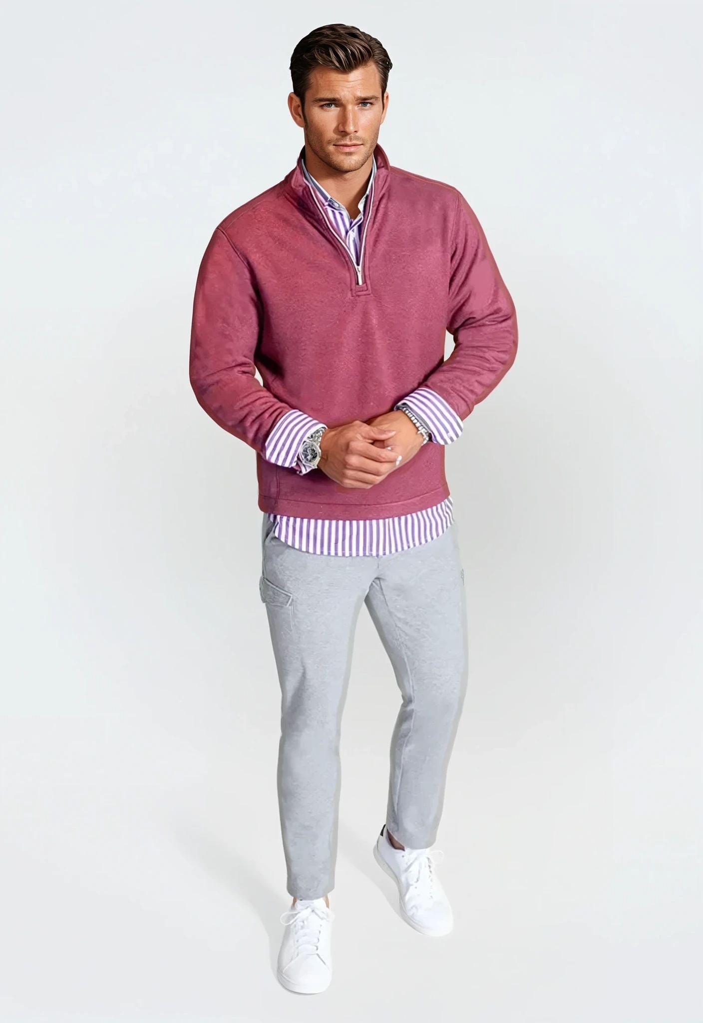 Voey Quarter Zip Sweatshirt - Wine Buki