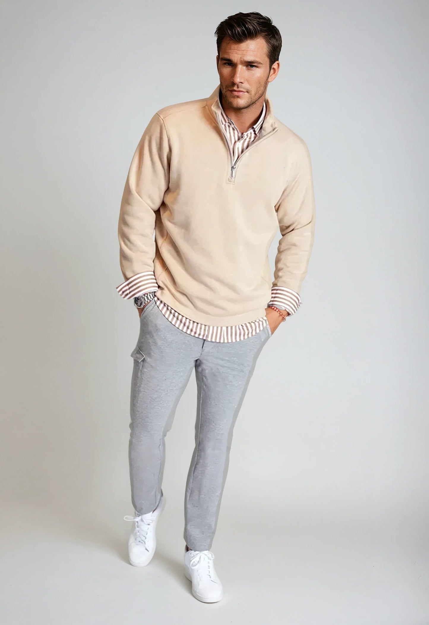 Voey Quarter Zip Sweatshirt - Camel Buki