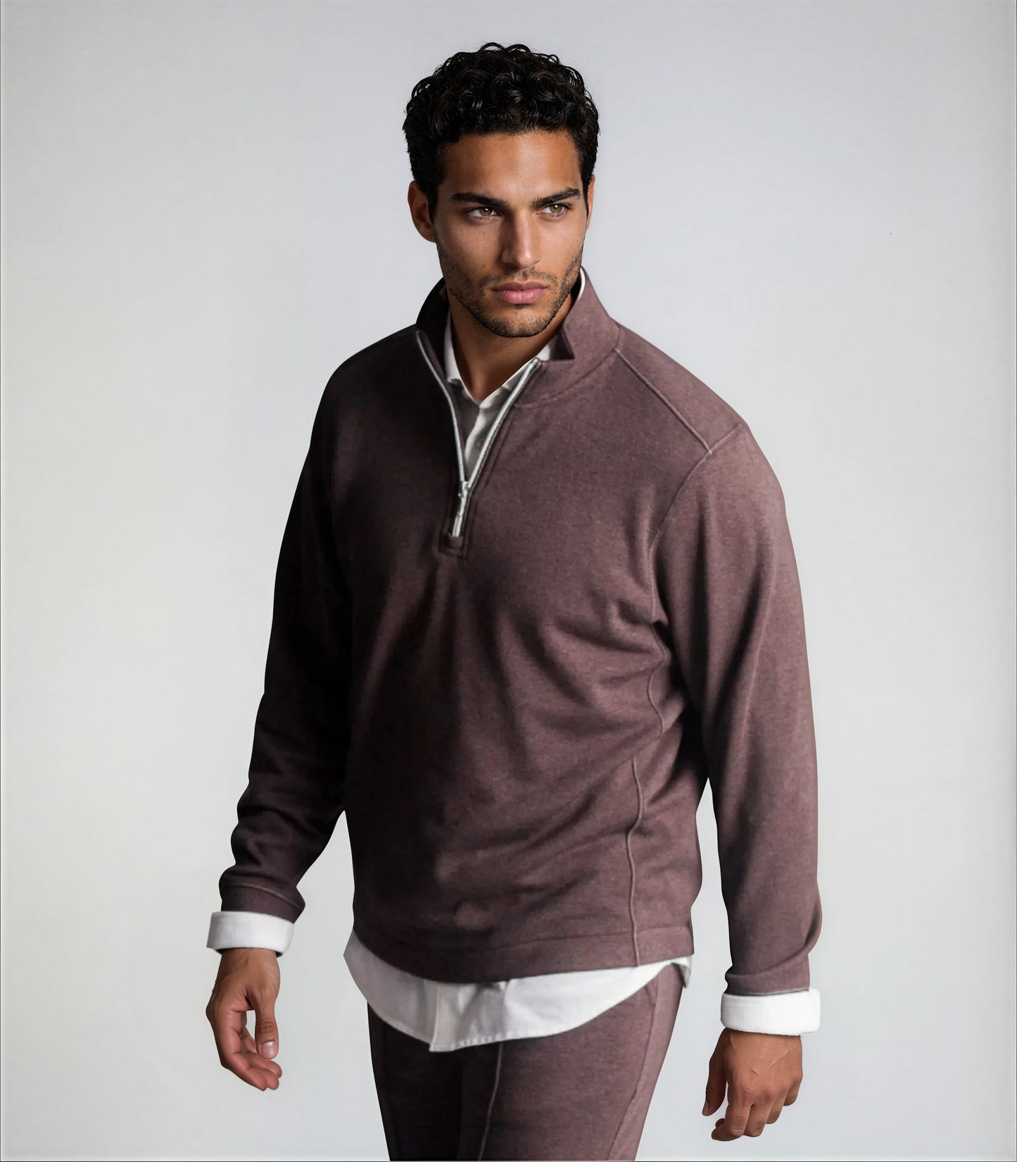 Voey Quarter Zip Sweatshirt - Espresso Buki