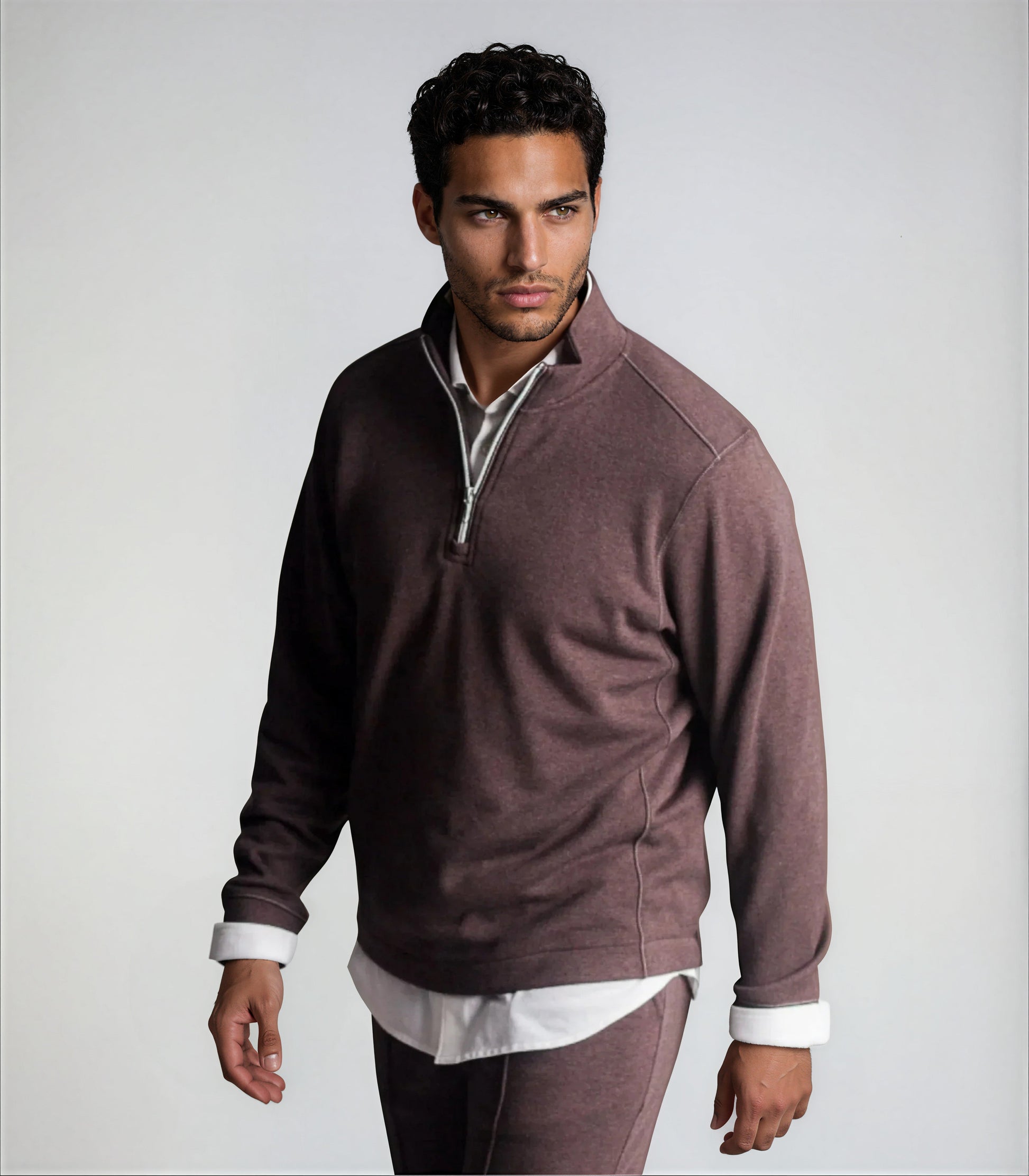 Voey Quarter Zip Sweatshirt - Espresso Buki