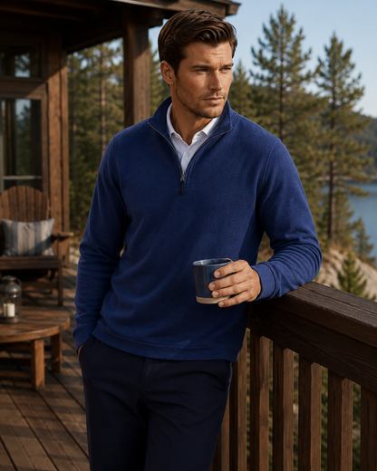 Voey Quarter Zip Sweatshirt - Tokyo Blue Buki
