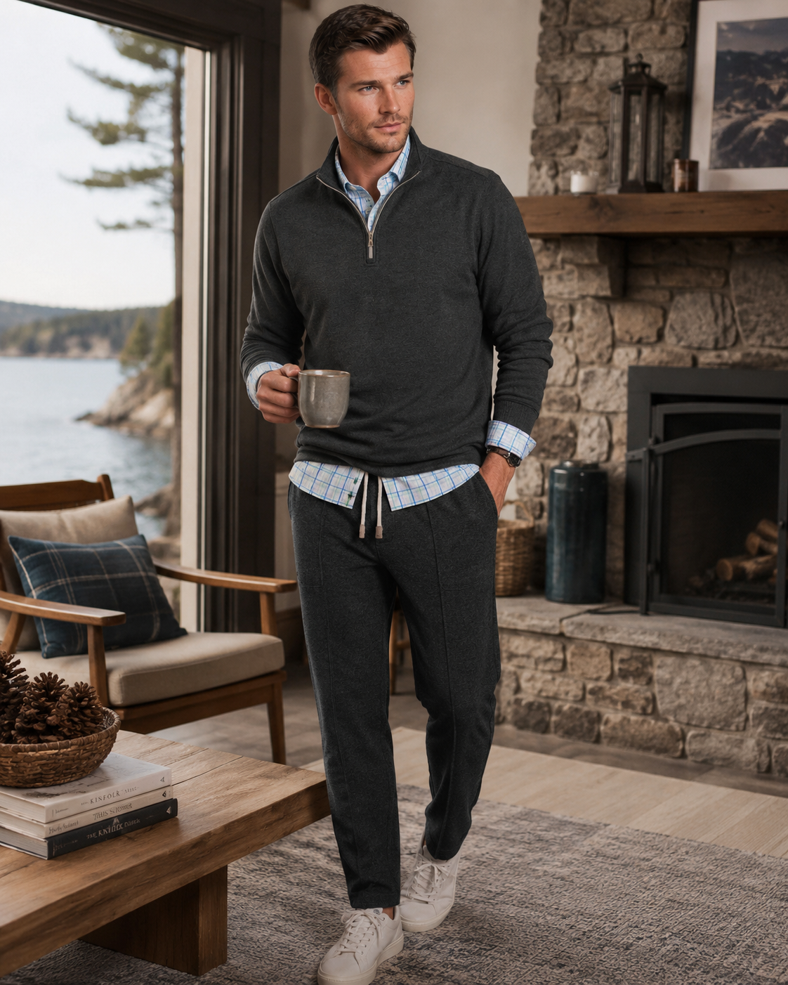 Voey Quarter Zip Sweatshirt - Charcoal Gray Buki