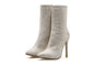 Rhinestone High Heel Boots with Pointed Toe