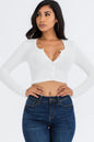 Ribbed Long Sleeve Snap Button Down Crop Top See size chart under “more details” The Fashion Celestial