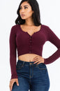 Ribbed Long Sleeve Snap Button Down Crop Top See size chart under “more details” The Fashion Celestial