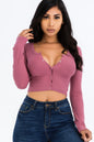 Ribbed Long Sleeve Snap Button Down Crop Top See size chart under “more details” The Fashion Celestial