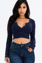 Ribbed Long Sleeve Snap Button Down Crop Top See size chart under “more details” The Fashion Celestial