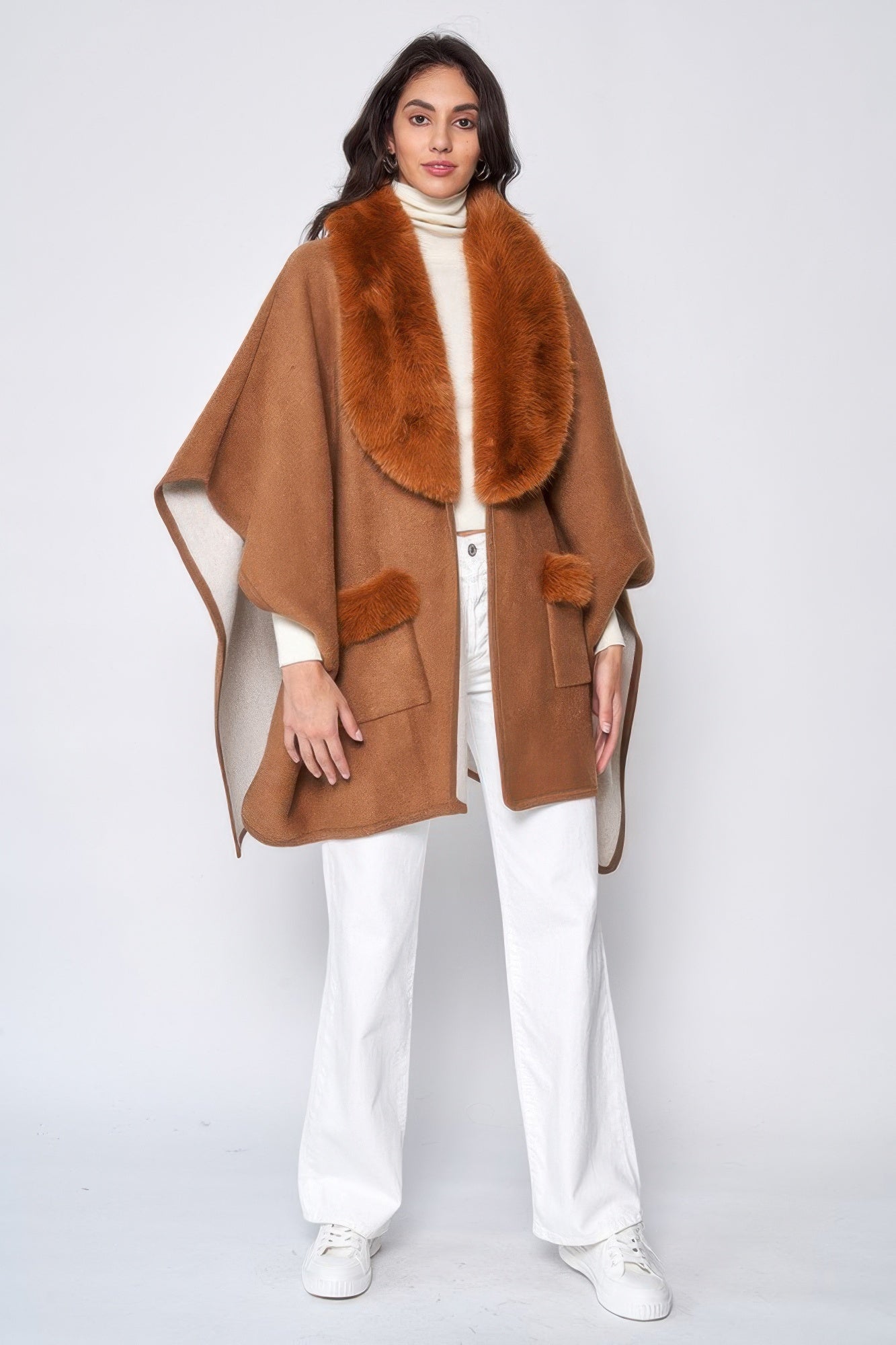 Faux Fur Collar Kimono See size chart under “more details” The Fashion Celestial