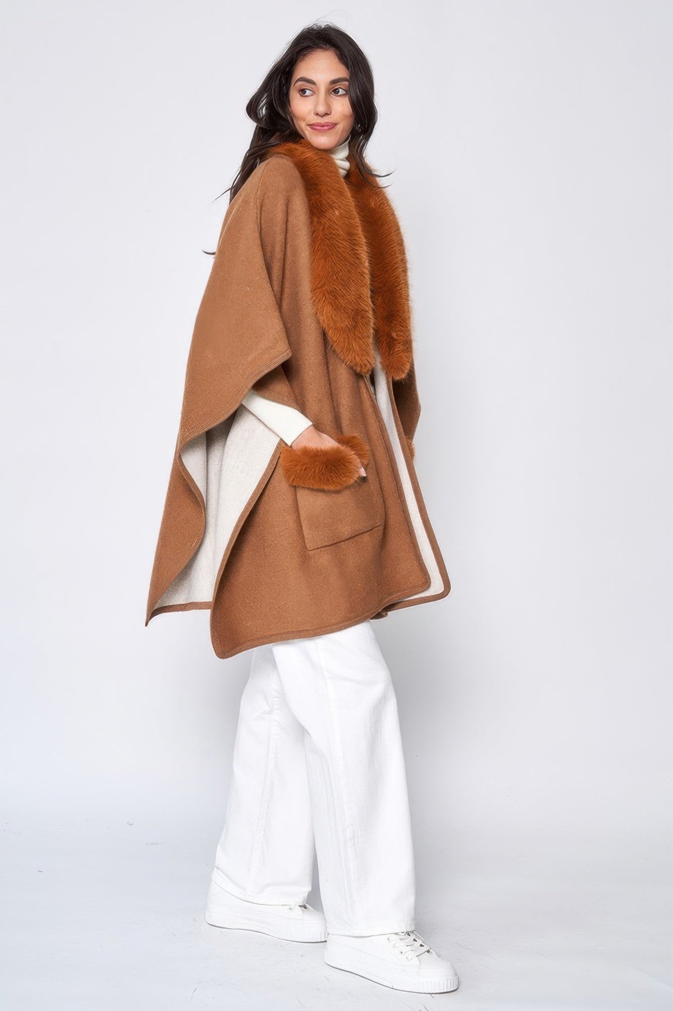Faux Fur Collar Kimono See size chart under “more details” The Fashion Celestial