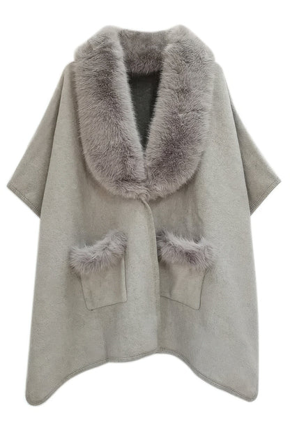 Faux Fur Collar Kimono See size chart under “more details” The Fashion Celestial