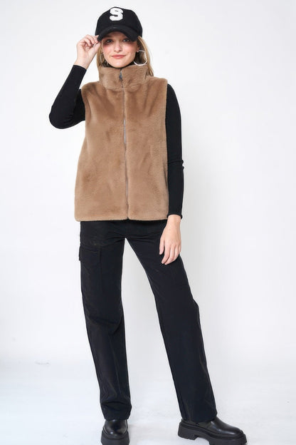 Solid Faux Fur Vest See size chart under “more details” The Fashion Celestial