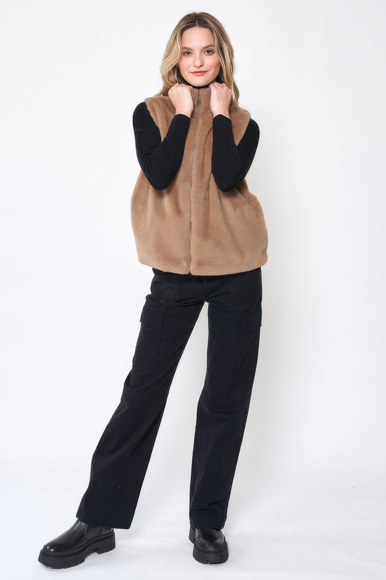 Solid Faux Fur Vest See size chart under “more details” The Fashion Celestial