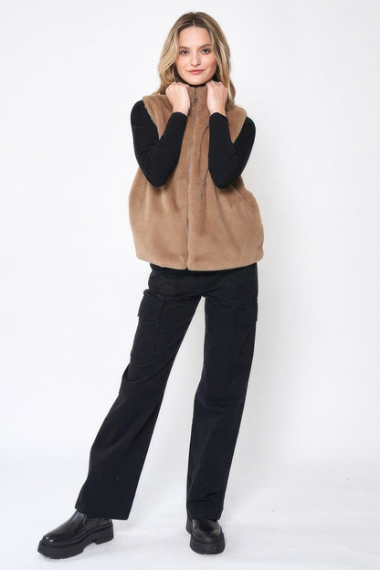 Solid Faux Fur Vest See size chart under “more details” The Fashion Celestial