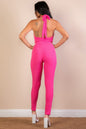 Halter V Neck Ribbed Bodycon Jumpsuit See size chart under “more details” The Fashion Celestial