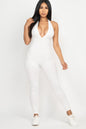 Halter V Neck Ribbed Bodycon Jumpsuit See size chart under “more details” The Fashion Celestial