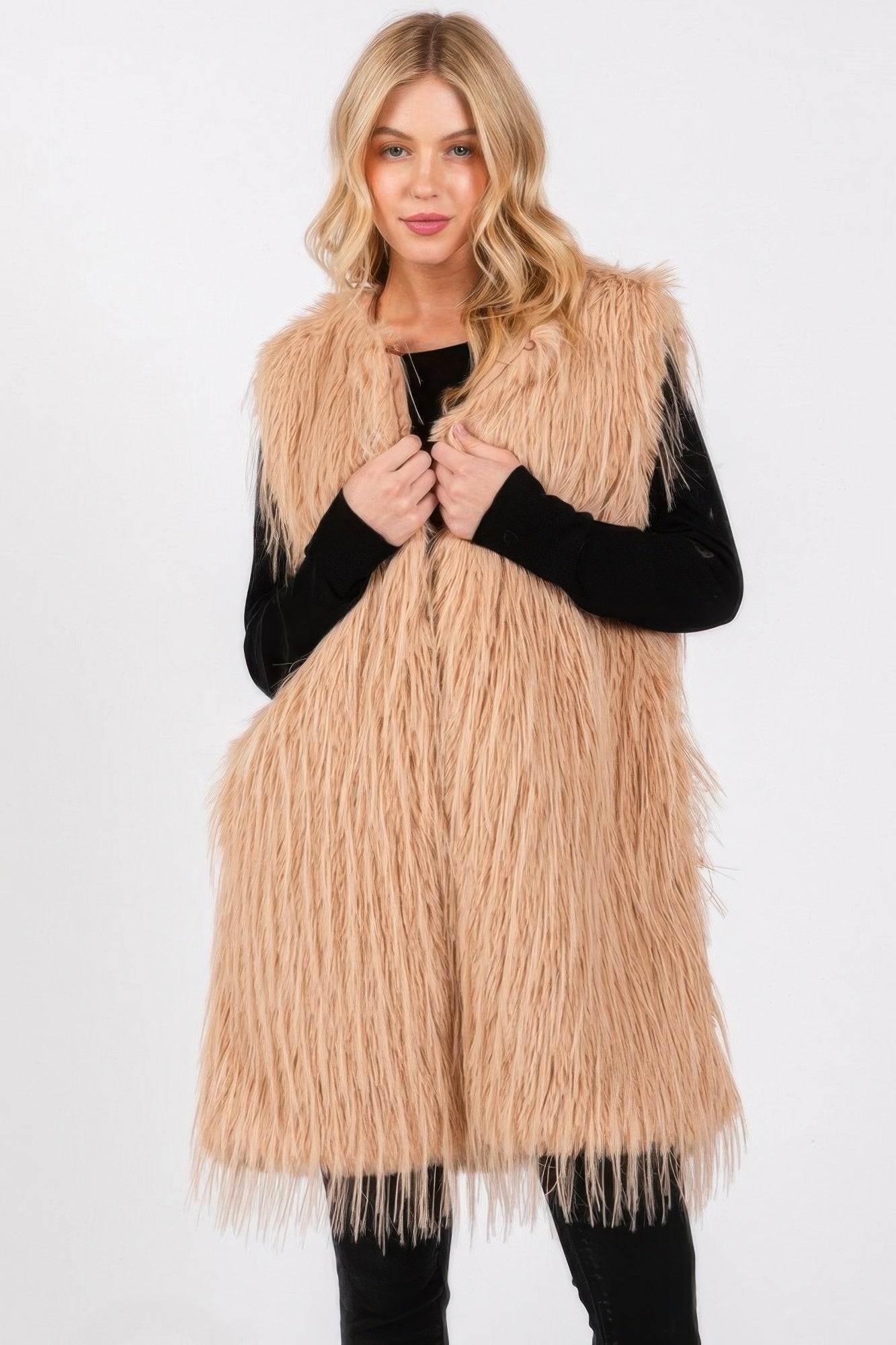 Faux Fur Pocket Vest See size chart under “more details” The Fashion Celestial