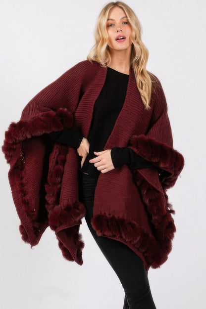 Faux Fur Trim Cape With Closure See size chart under “more details” The Fashion Celestial