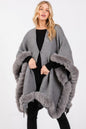 Faux Fur Trim Cape With Closure See size chart under “more details” The Fashion Celestial