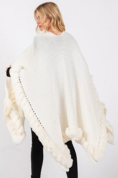 Faux Fur Trim Cape With Closure See size chart under “more details” The Fashion Celestial