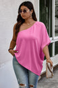 Plus One Shoulder Solid Casual Loose Fit Shirt See size chart under “more details” The Fashion Celestial