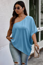 Plus One Shoulder Solid Casual Loose Fit Shirt See size chart under “more details” The Fashion Celestial