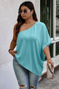 Plus One Shoulder Solid Casual Loose Fit Shirt See size chart under “more details” The Fashion Celestial