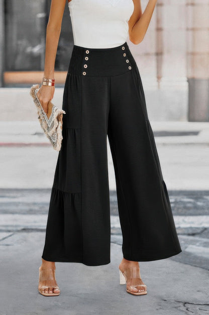 Elastic High Waist Wide Leg Long Palazzo Pants See size chart under “more details” The Fashion Celestial