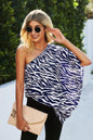 One Shoulder Zebra Print Loose Top See size chart under “more details” The Fashion Celestial