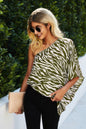 One Shoulder Zebra Print Loose Top See size chart under “more details” The Fashion Celestial