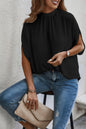 Mock Neck Batwing Sleeve Solid Loose Blouse See size chart under “more details” The Fashion Celestial