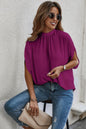 Mock Neck Batwing Sleeve Solid Loose Blouse See size chart under “more details” The Fashion Celestial