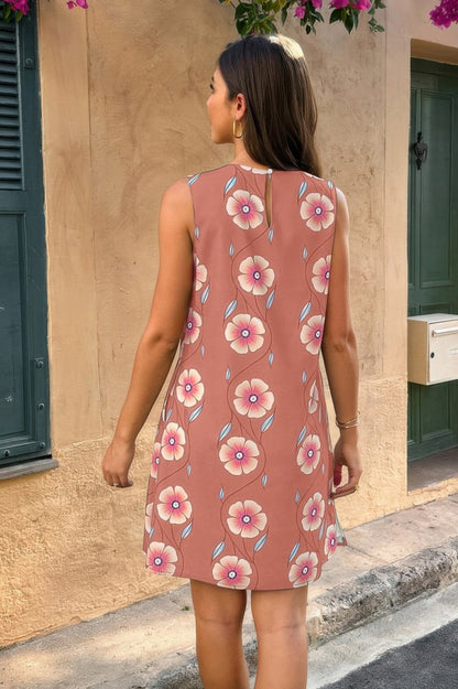 Round Neck Floral Print Sleeveless Loose Dress See size chart under “more details” The Fashion Celestial