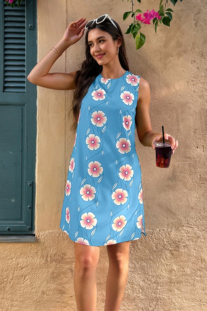 Round Neck Floral Print Sleeveless Loose Dress See size chart under “more details” The Fashion Celestial
