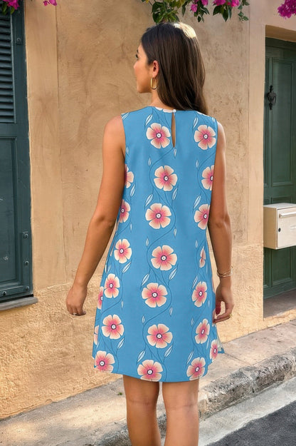 Round Neck Floral Print Sleeveless Loose Dress See size chart under “more details” The Fashion Celestial