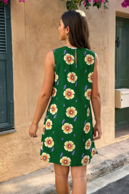 Round Neck Floral Print Sleeveless Loose Dress See size chart under “more details” The Fashion Celestial